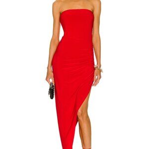 Norma Kamali Strapless Side Drape Gown